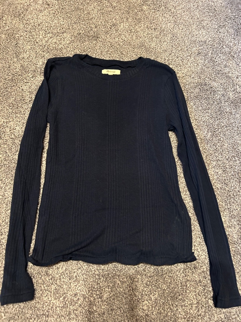 Madewell Navy Ribbed Long-Sleeve Top